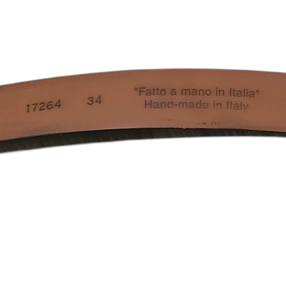 Louis‎ Dell'Olio Black Italian Leather Belt Silver Buckle Size 34 / 38 inches